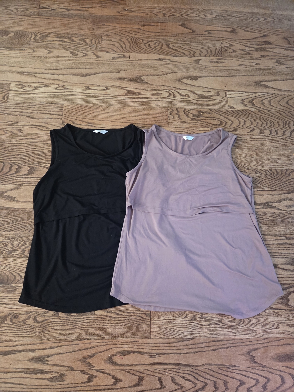 Kindred Bravely - 2 Nursing Tank Tops — Black & Mauve- Size L